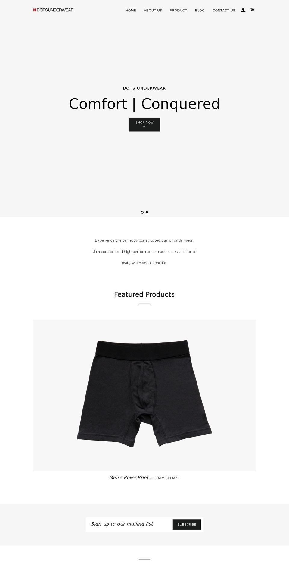 dotsunderwear.com shopify website screenshot