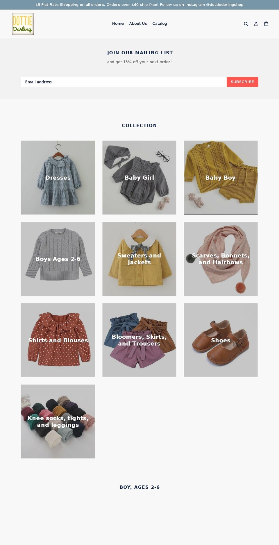 dottiedarling.com — Shopify storefront screenshot