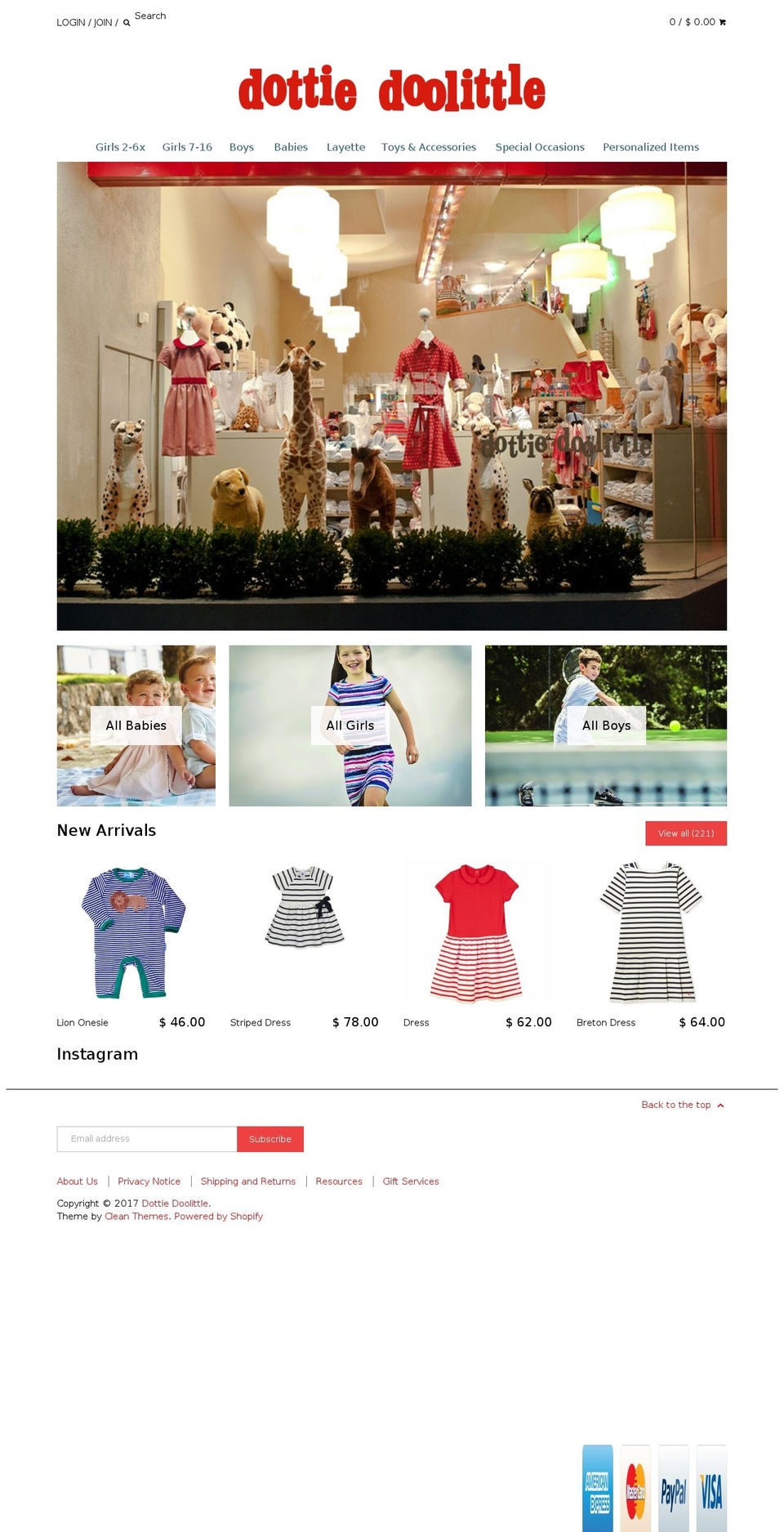 dottiedoolittle.com shopify website screenshot