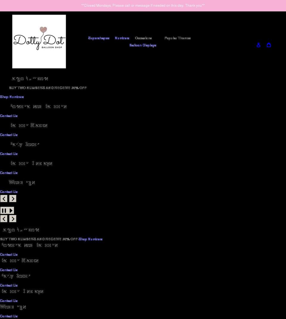 dottydotballoonshop.com shopify website screenshot
