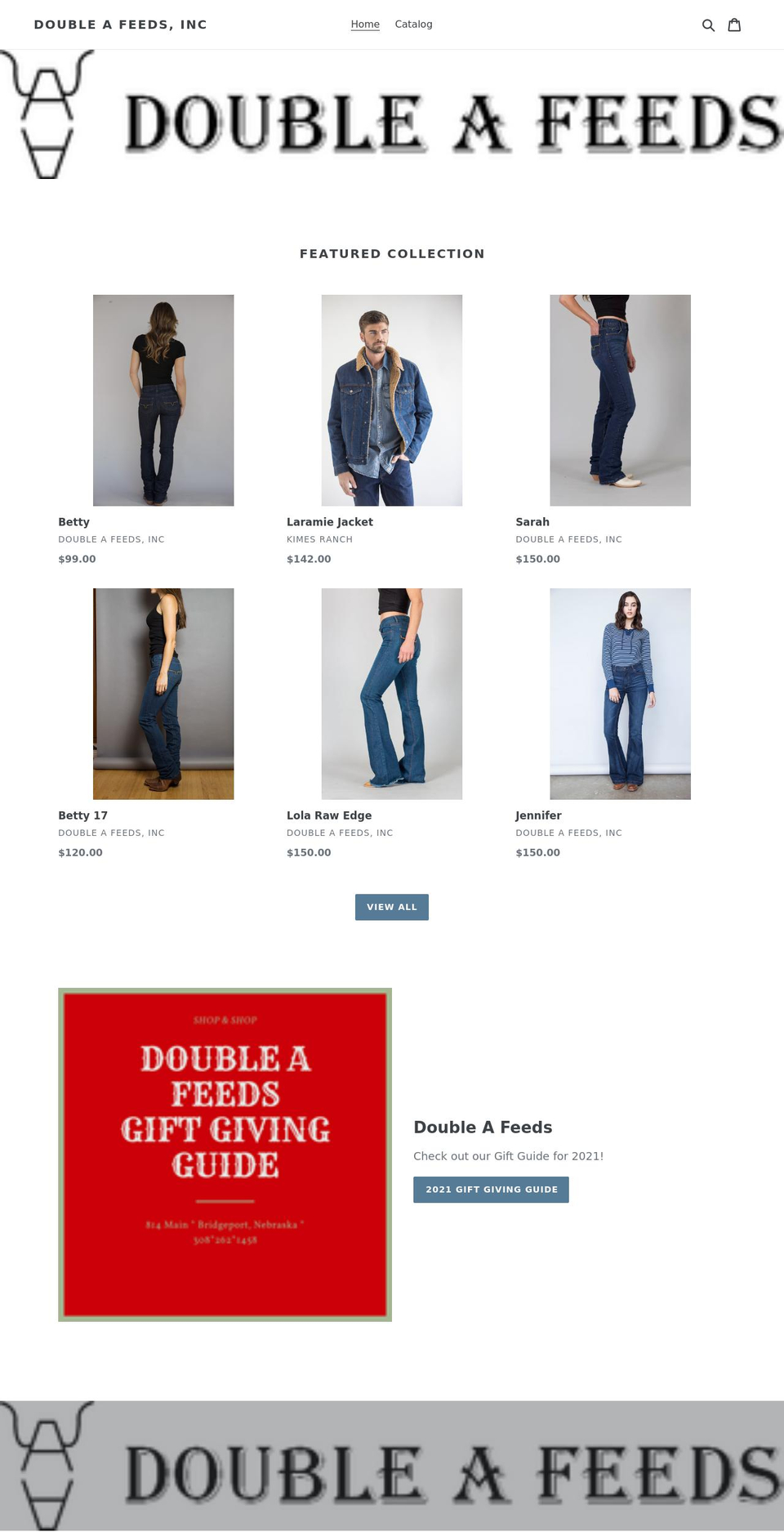 doubleafeeds.com shopify website screenshot