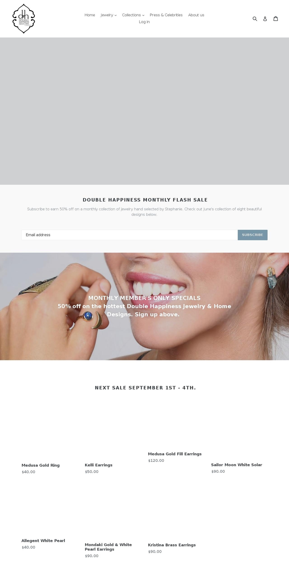 doublehappinessjewelry.com shopify website screenshot