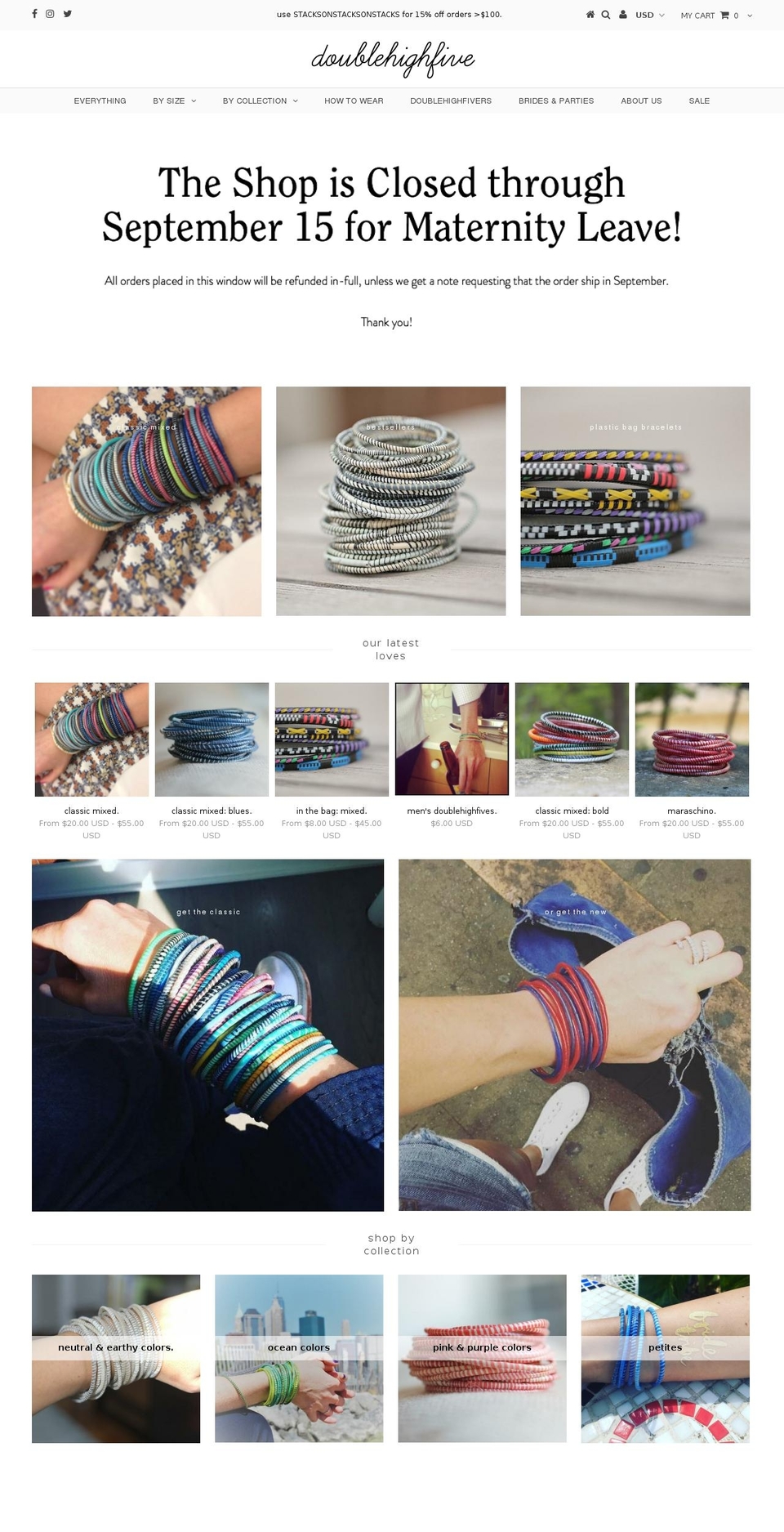 doublehighfivebracelets.net shopify website screenshot