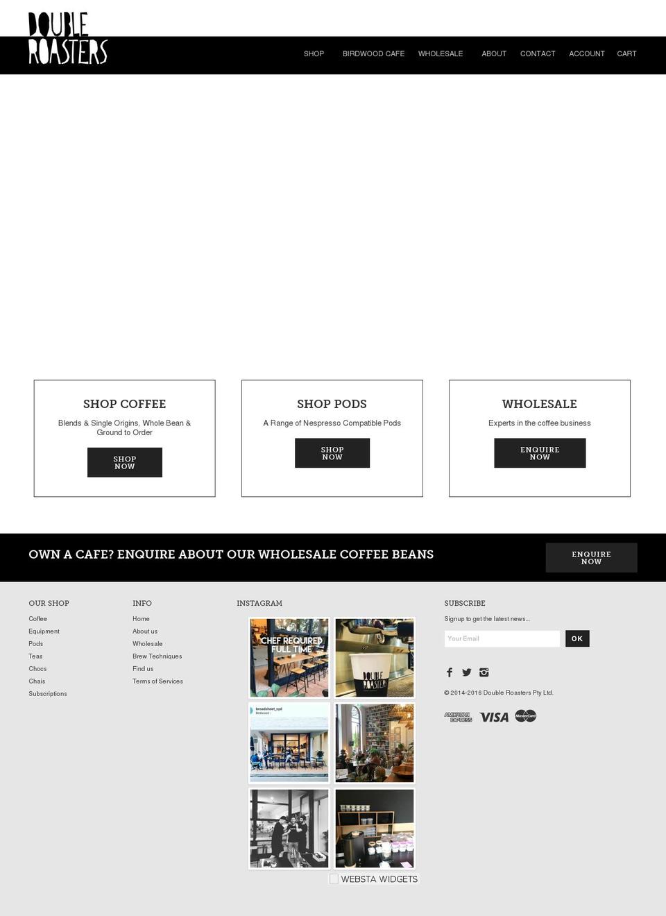 doubleroasters.com shopify website screenshot