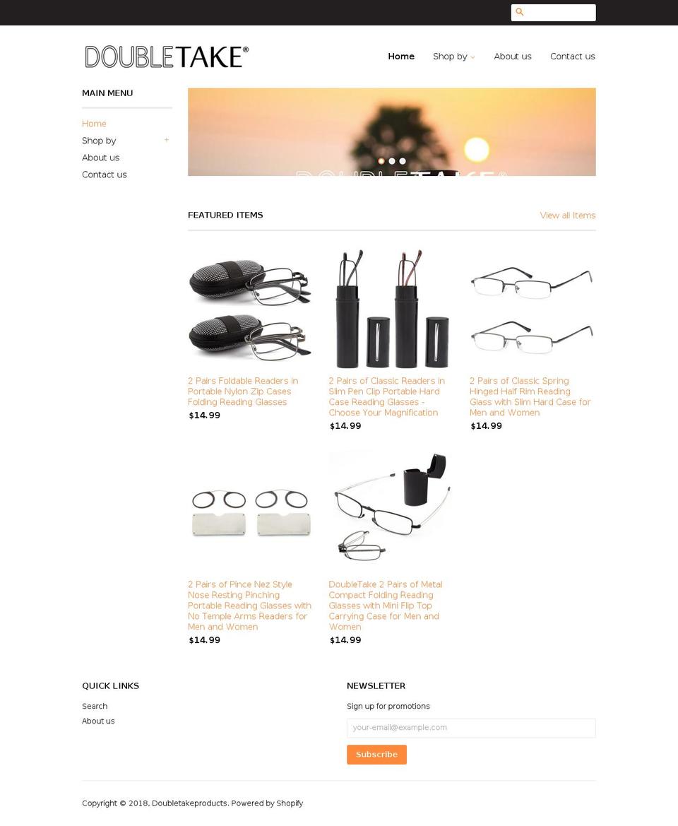 doubletakeproducts.com shopify website screenshot