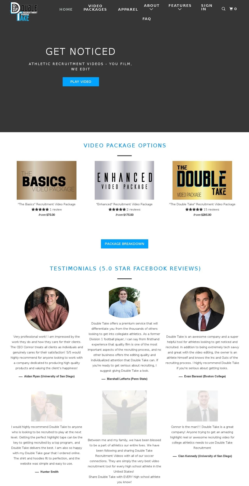 doubletakerecruit.com — Shopify storefront screenshot