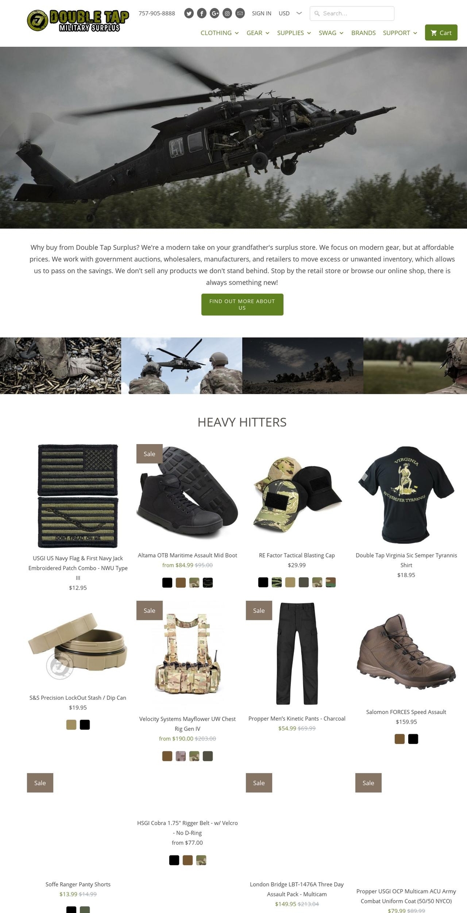 doubletapmilitarysurplus.com — Shopify storefront screenshot