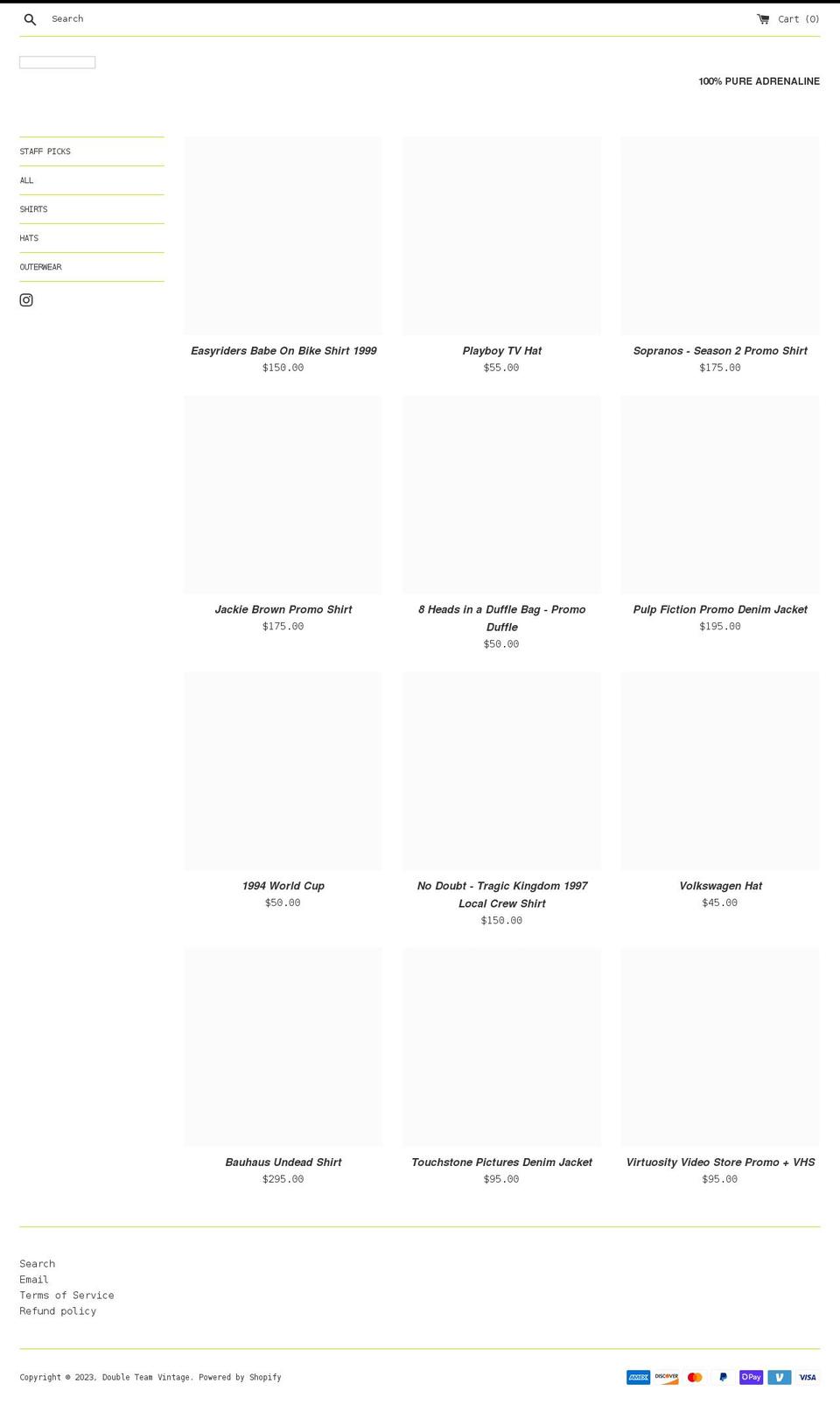 doubleteamvintage.com shopify website screenshot