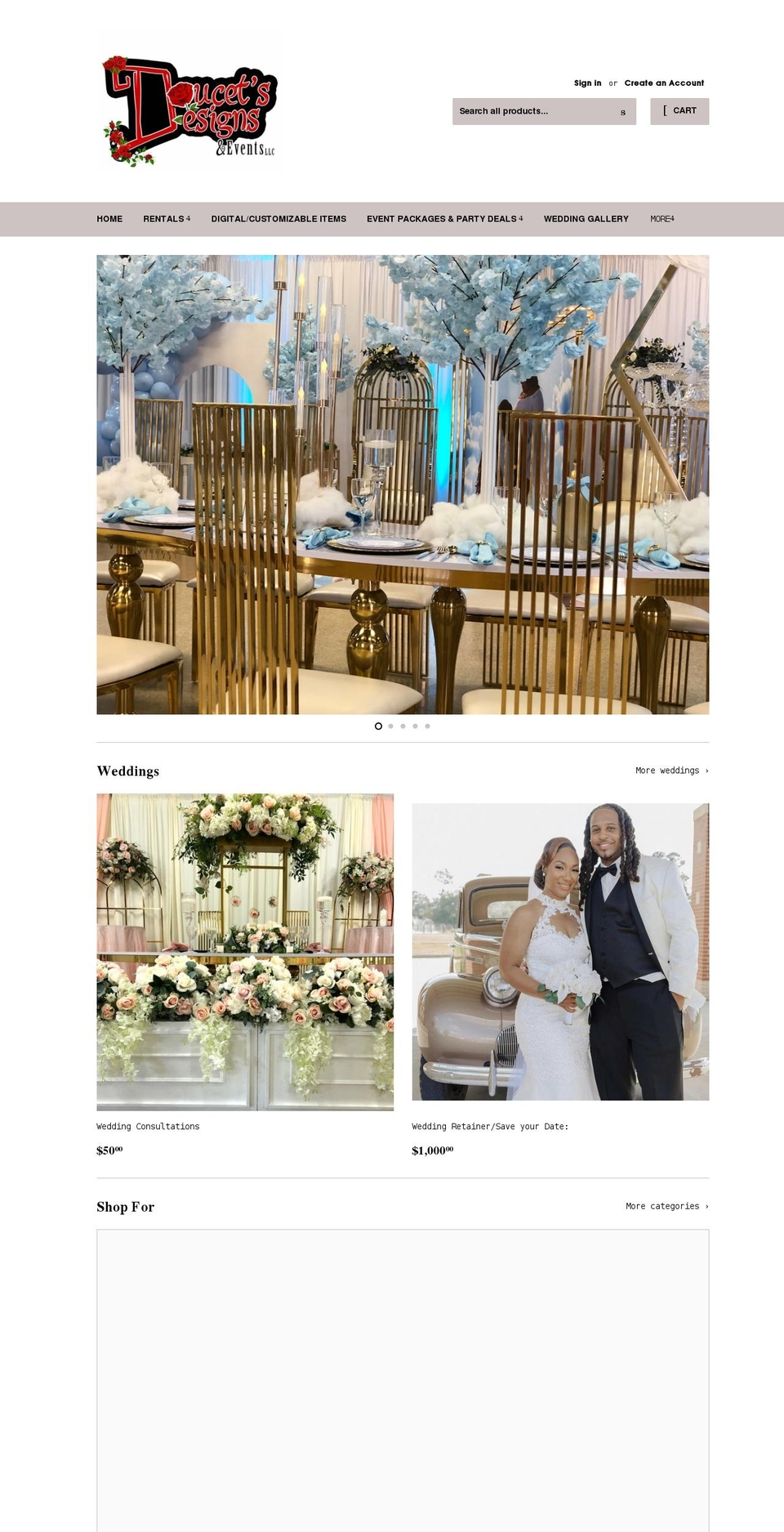 doucetsdesigns.com shopify website screenshot