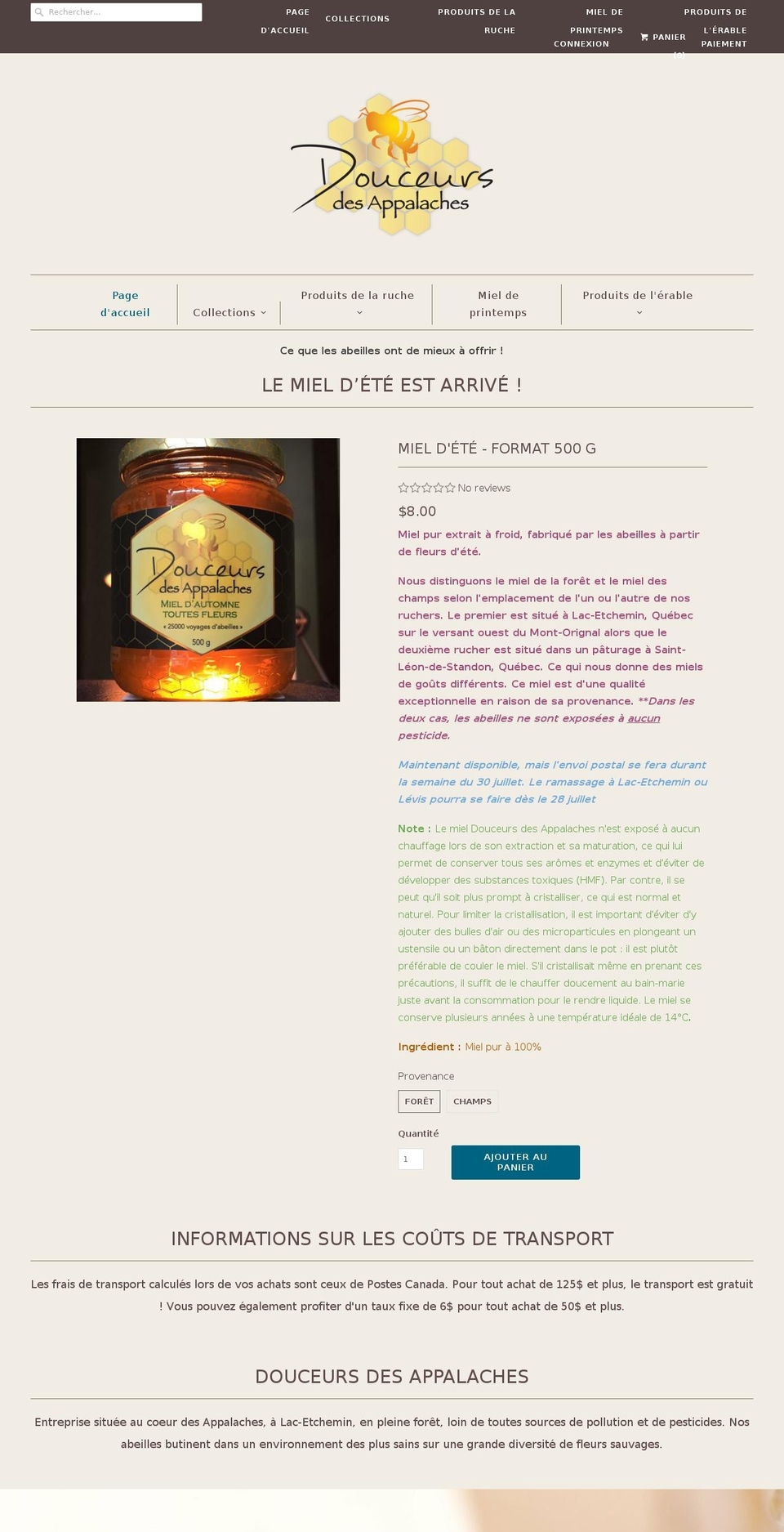 douceursdesappalaches.com — Shopify storefront screenshot