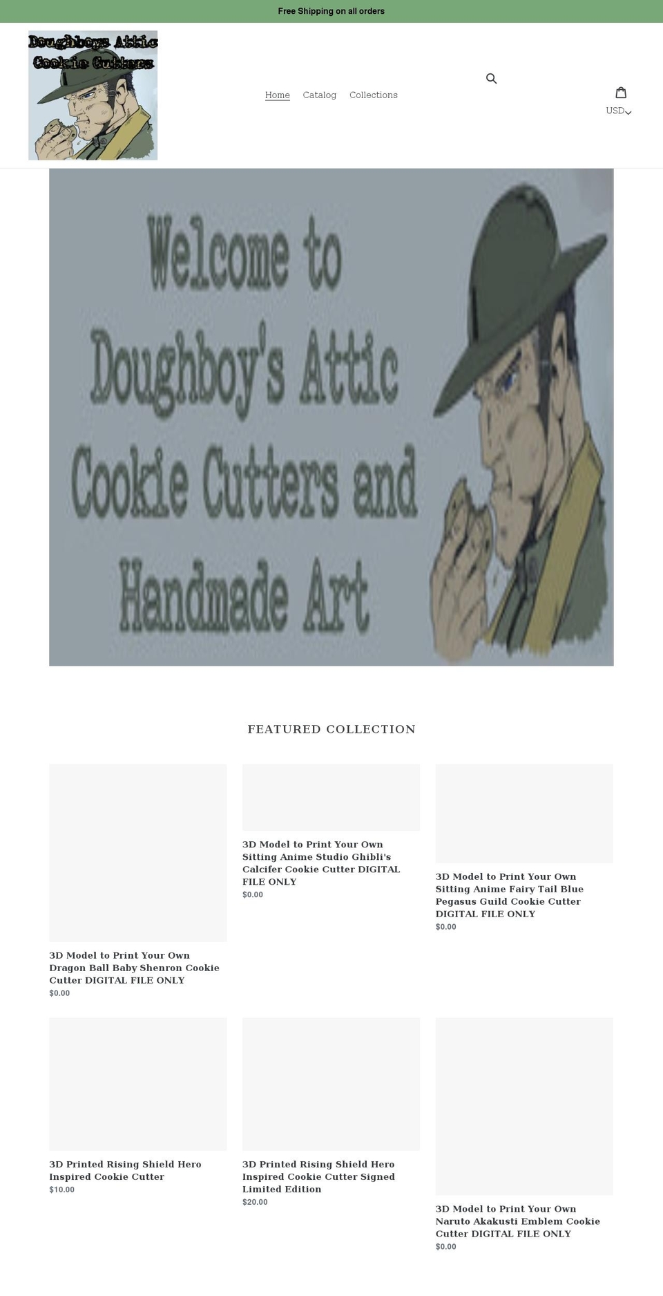 doughboysattic.com shopify website screenshot
