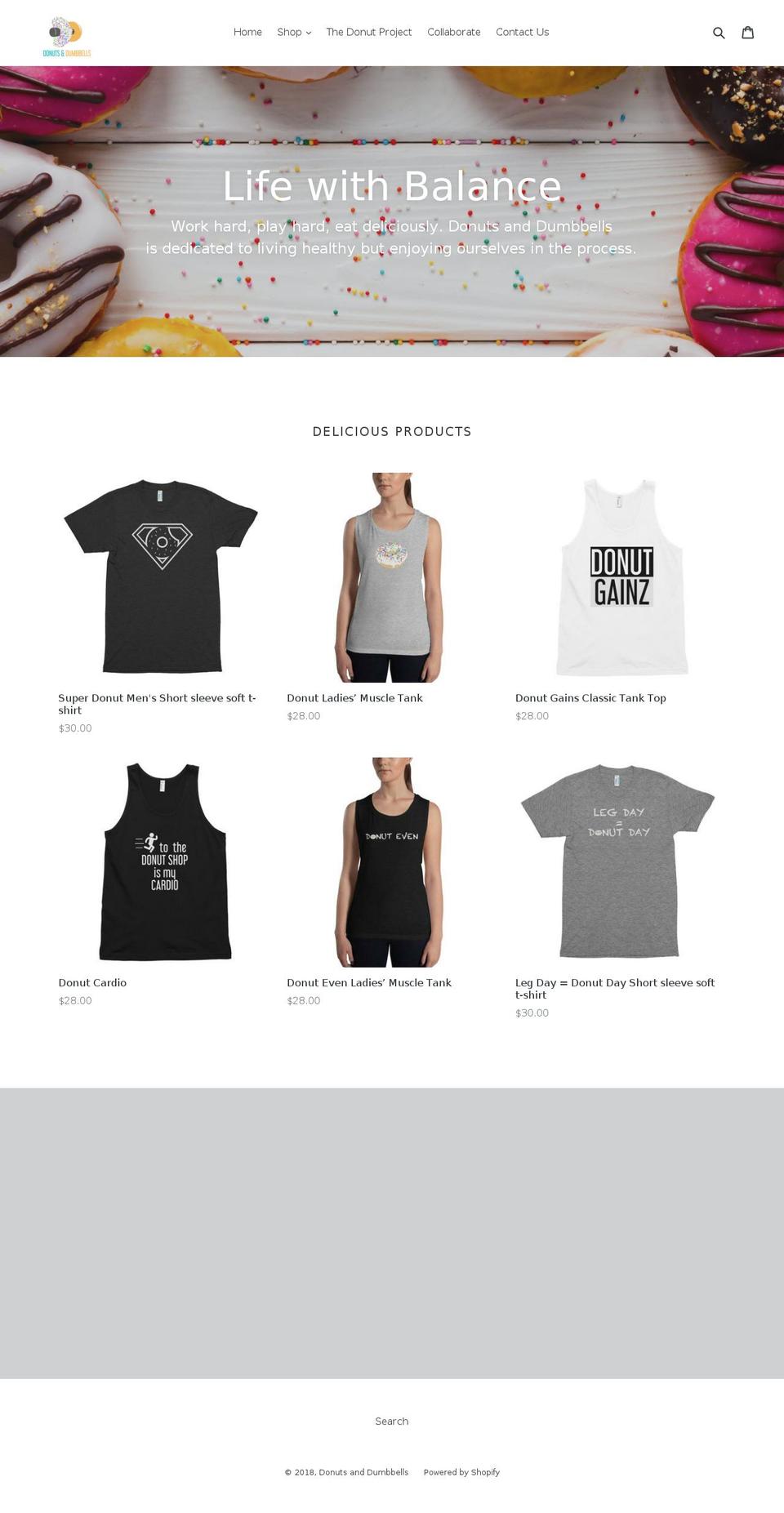 doughnutsanddumbbells.com shopify website screenshot