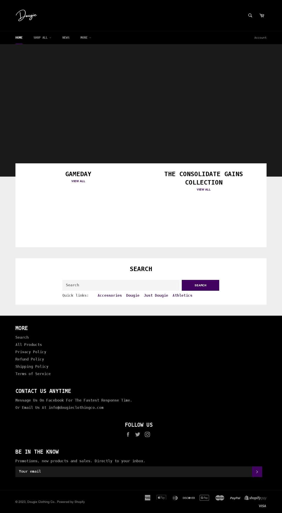 dougieclothingco.com shopify website screenshot