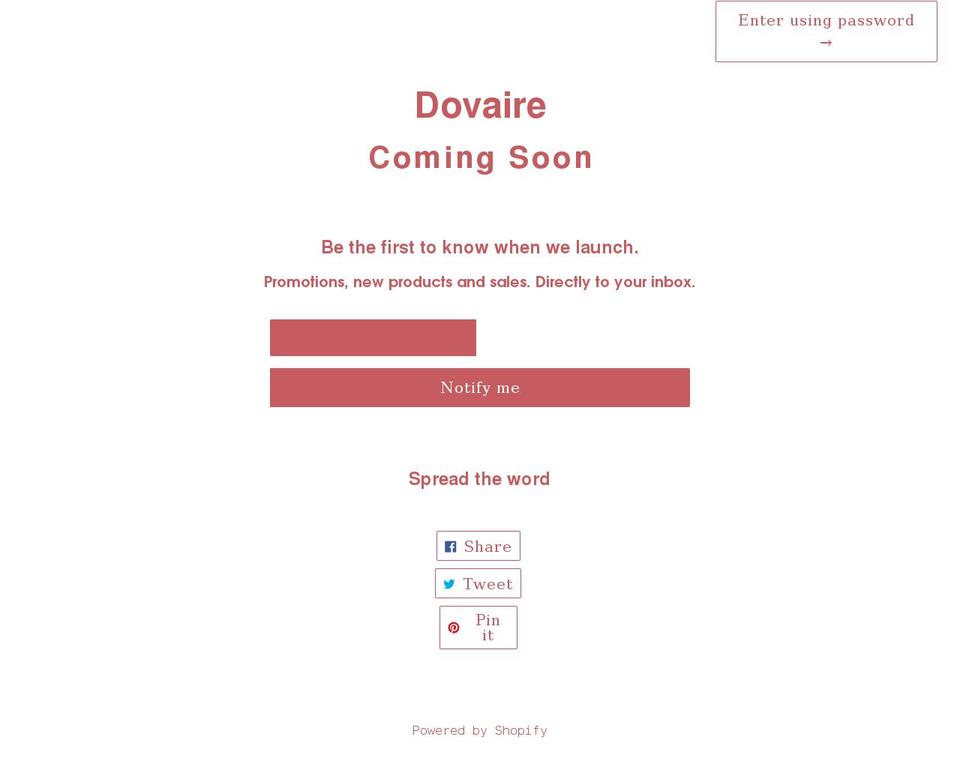 dovaire.com shopify website screenshot
