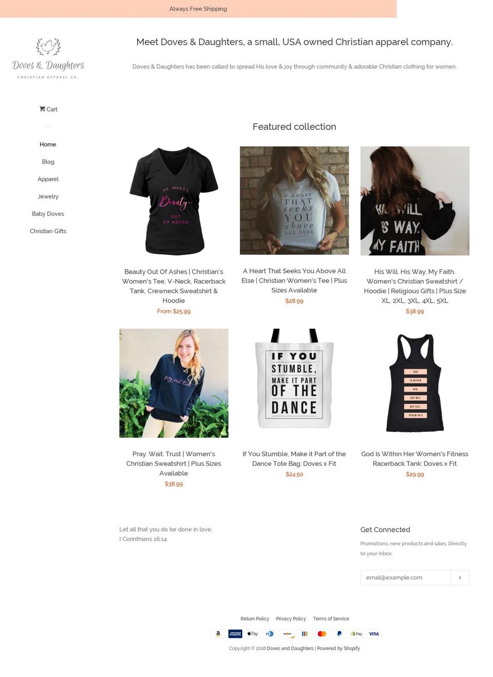 dovesanddaughters.com — Shopify storefront screenshot