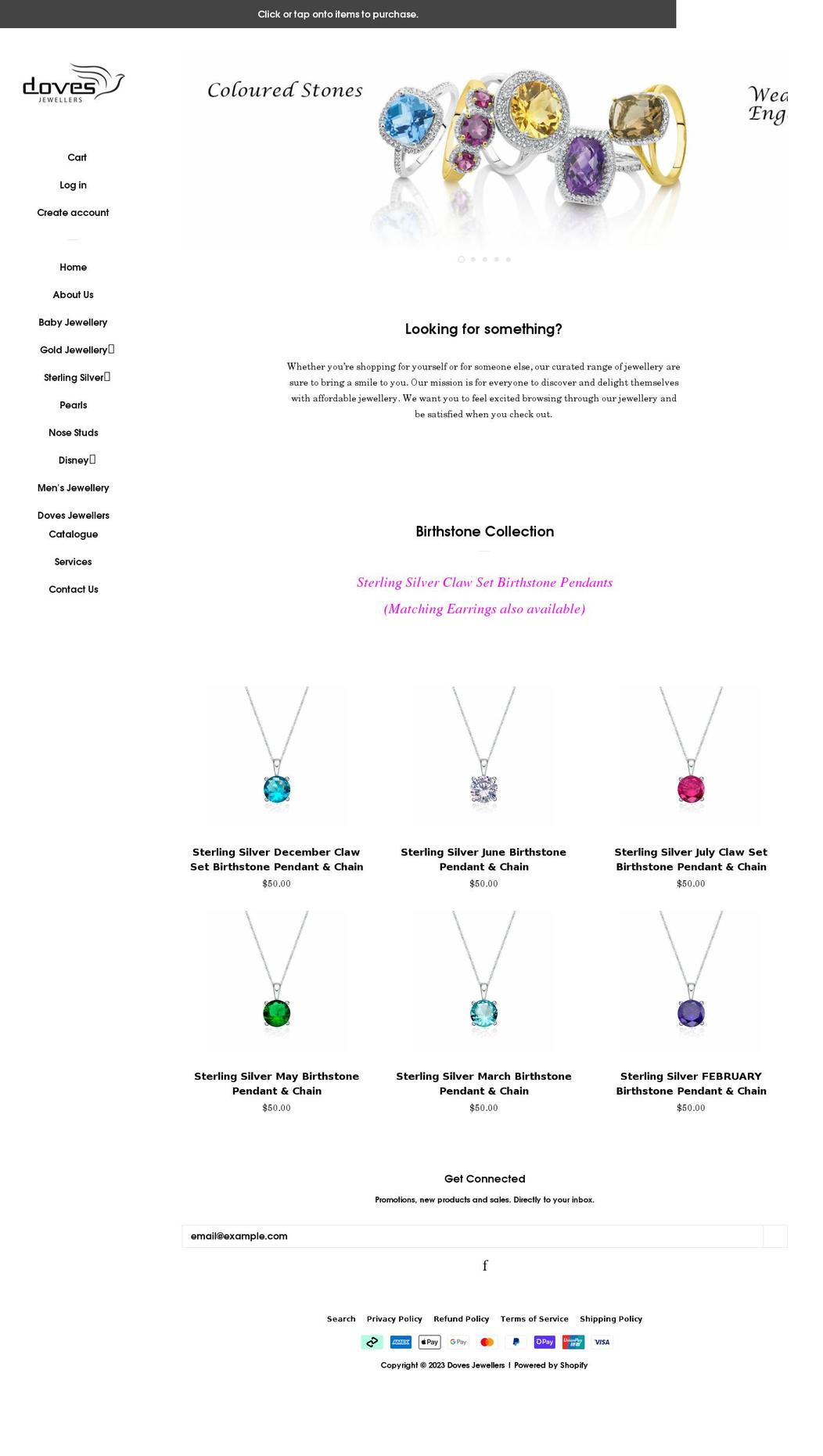 dovesjewellers.com.au shopify website screenshot