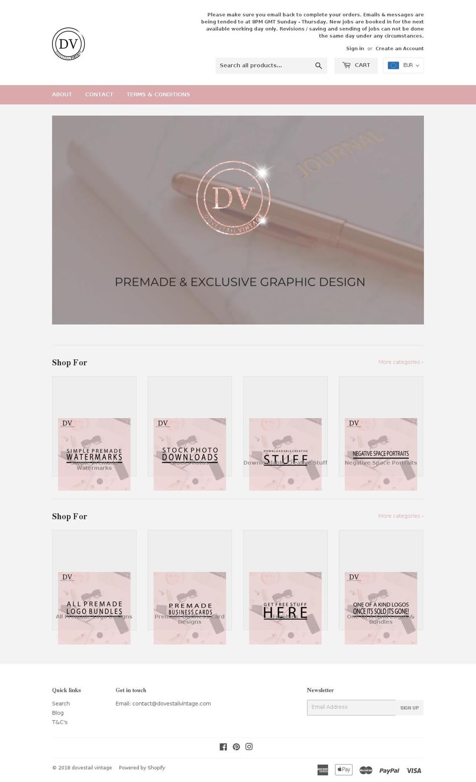 dovestailvintage.com — Shopify storefront screenshot