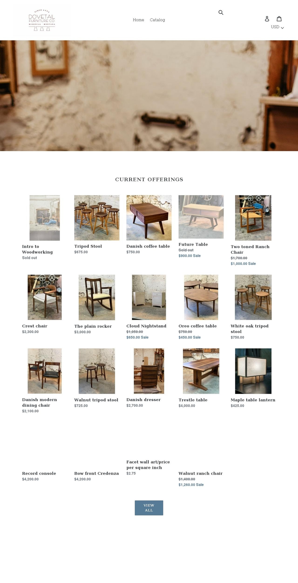 dovetailfurniturecompany.com shopify website screenshot