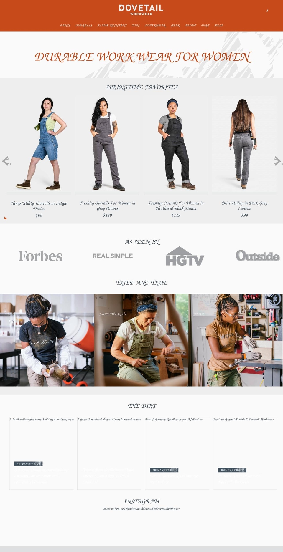 dovetailworkwear.com shopify website screenshot