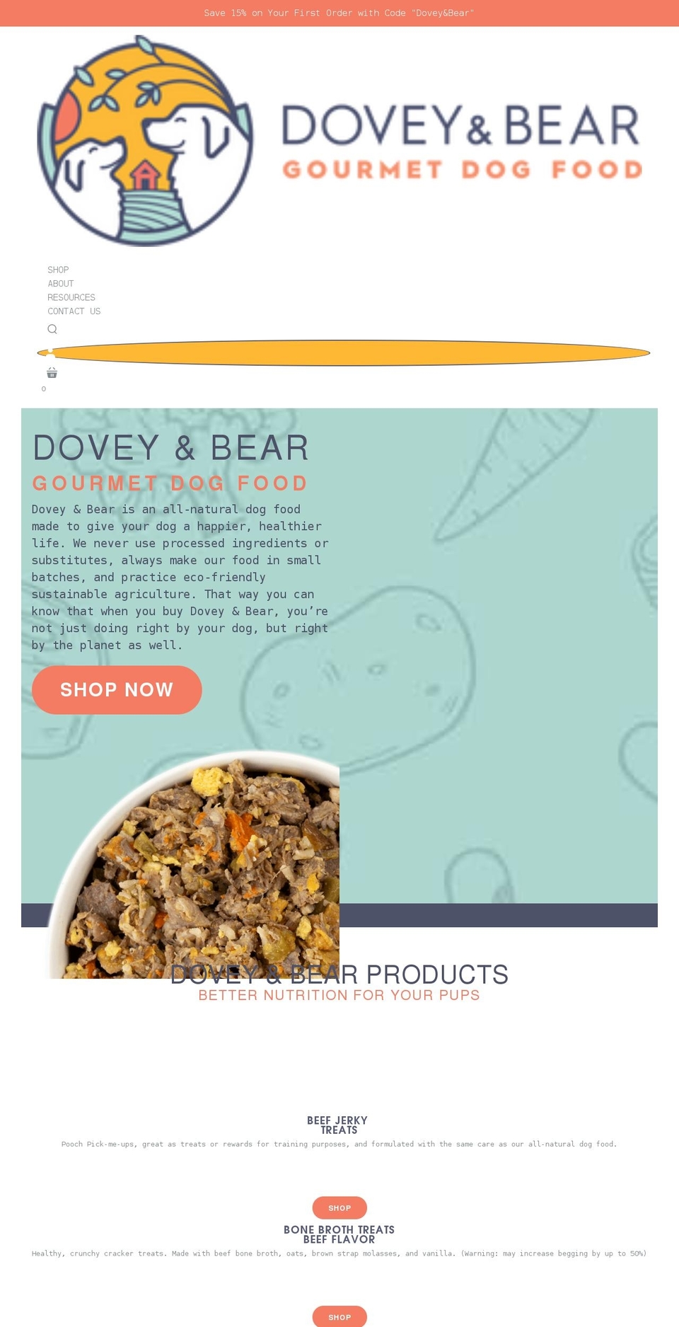 doveyandbear.com shopify website screenshot