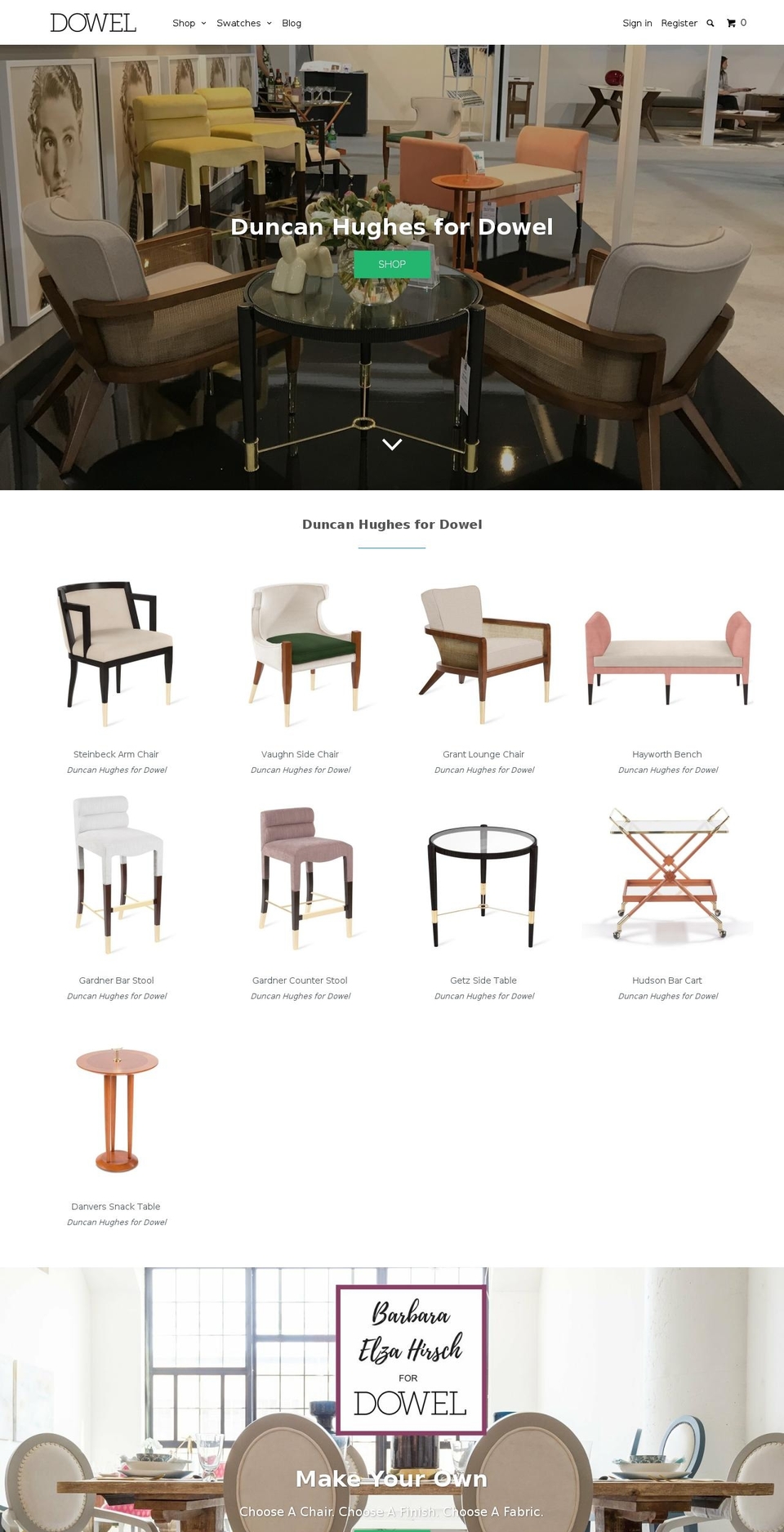 dowelfurniturecompany.com shopify website screenshot