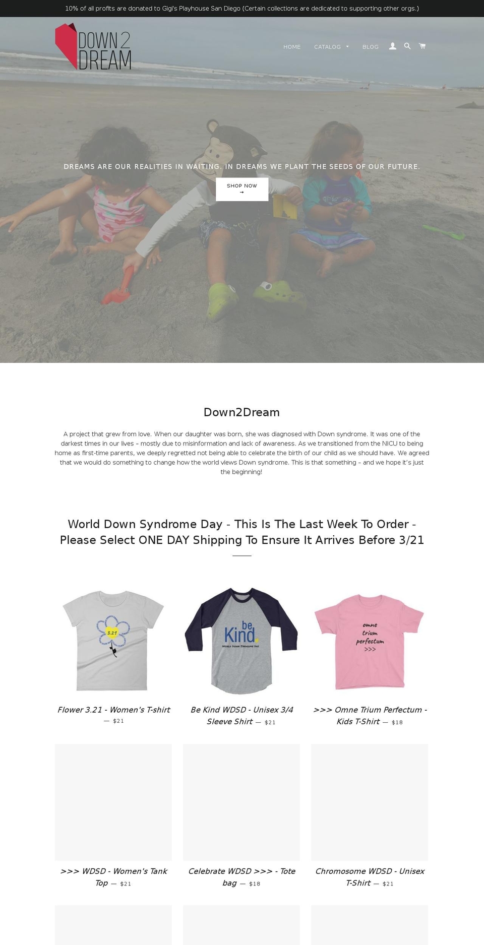 down2dream.com shopify website screenshot
