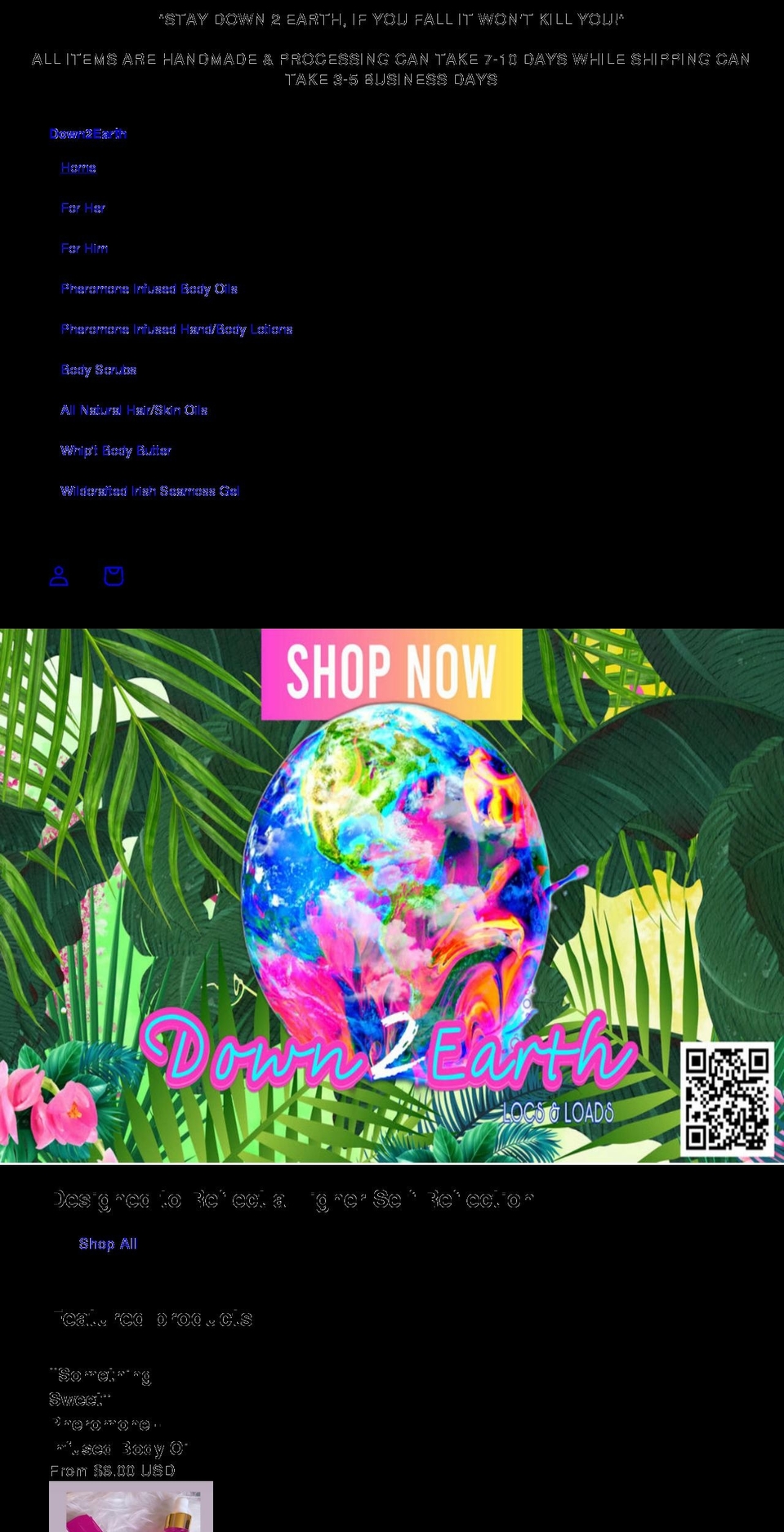 down2earth.shop shopify website screenshot