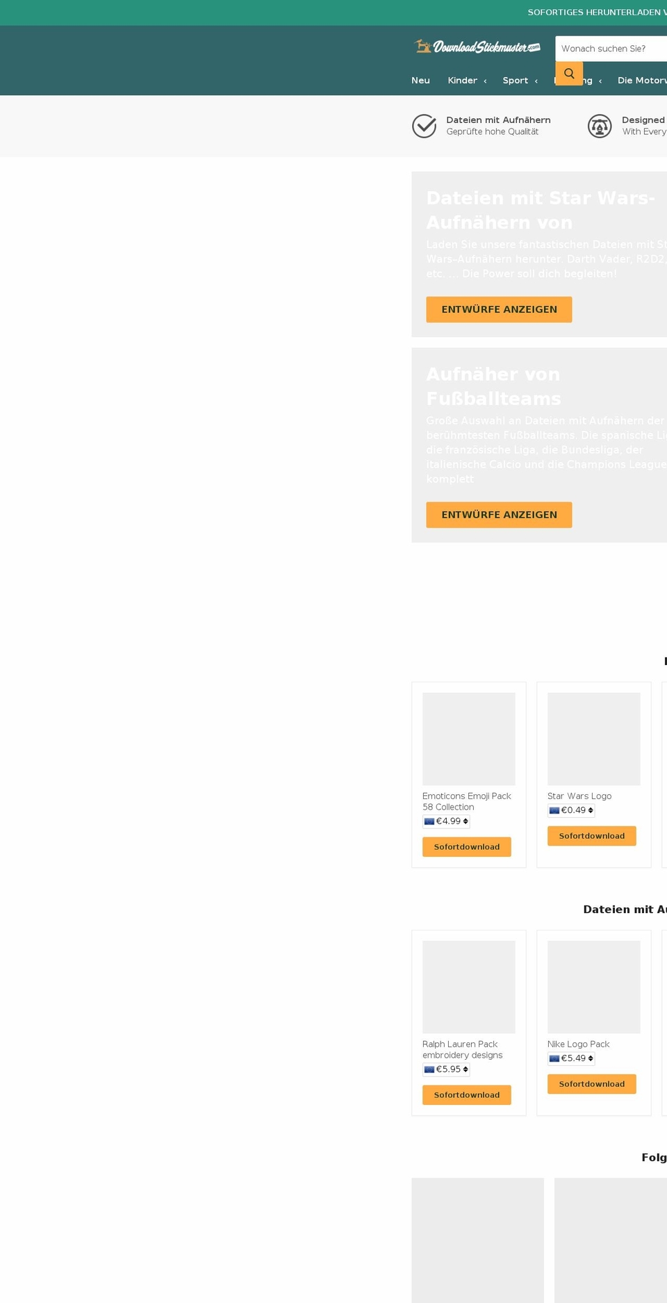 EmbroideryDownload by OHDIGITAL (Empire) Shopify theme site example downloadstickmuster.com