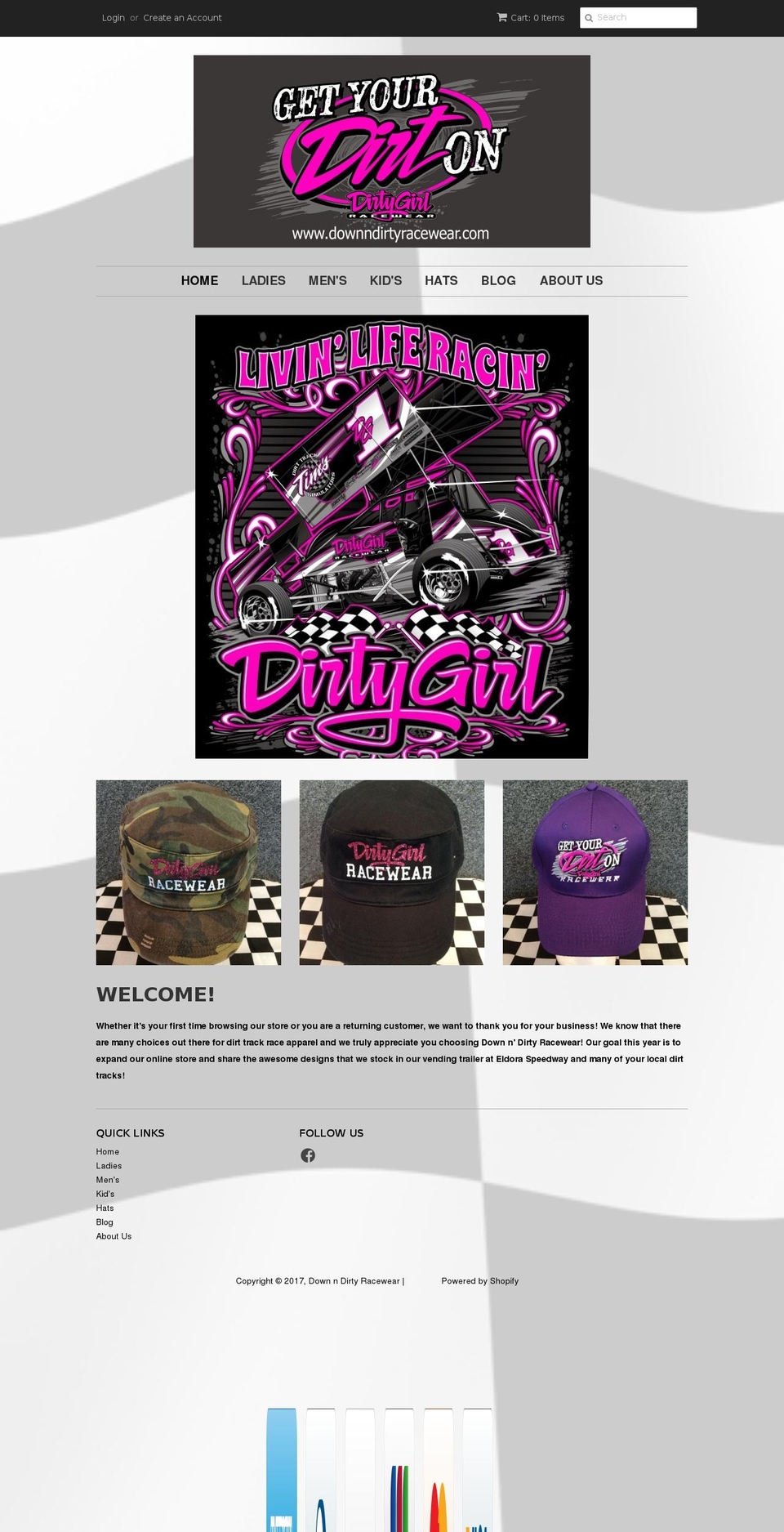 downndirtyracewear.com shopify website screenshot