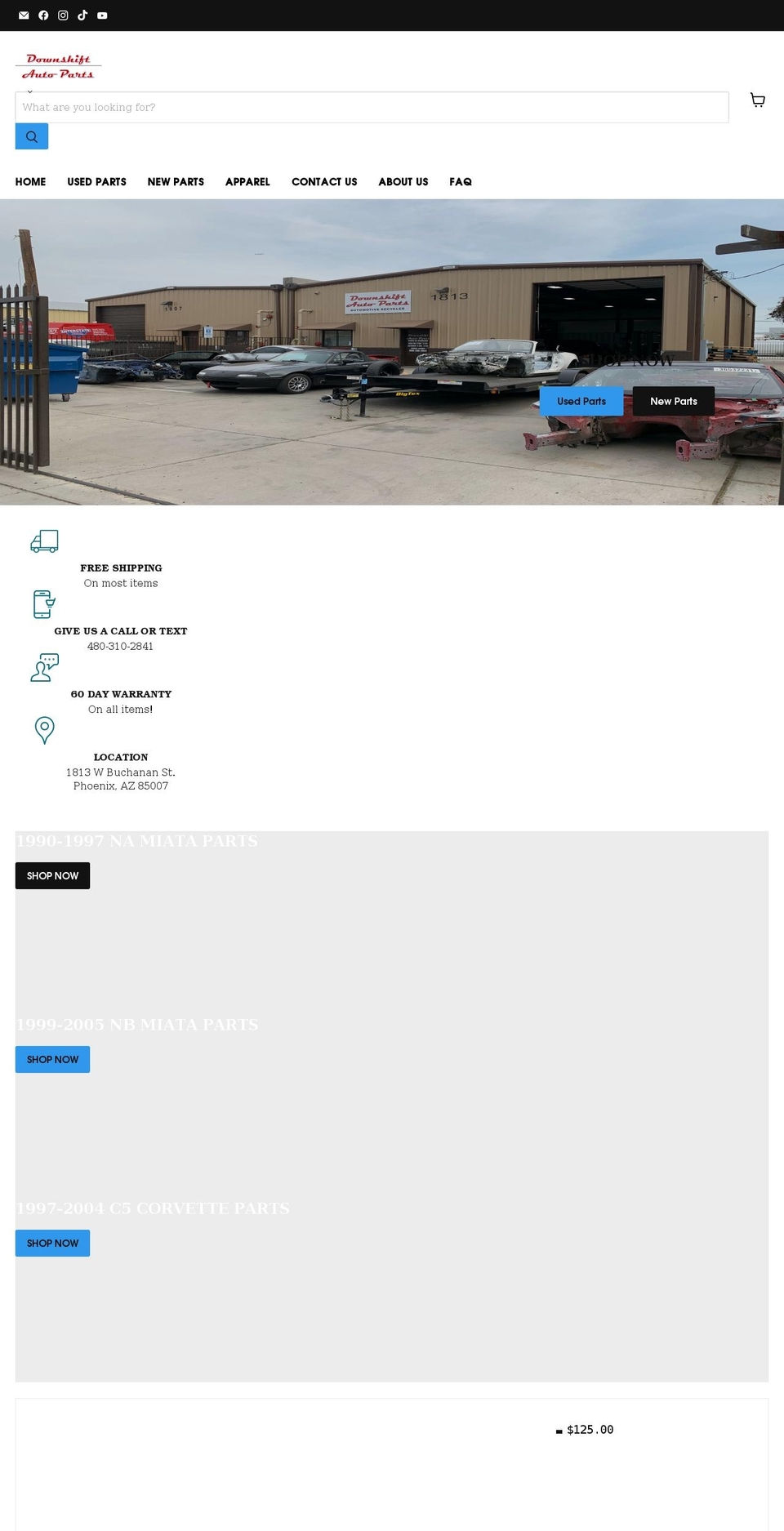 downshiftautoparts.com shopify website screenshot
