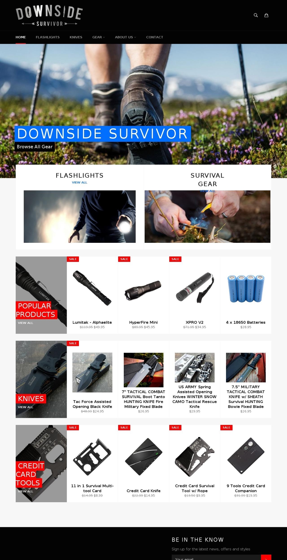 downsidesurvivor.com shopify website screenshot
