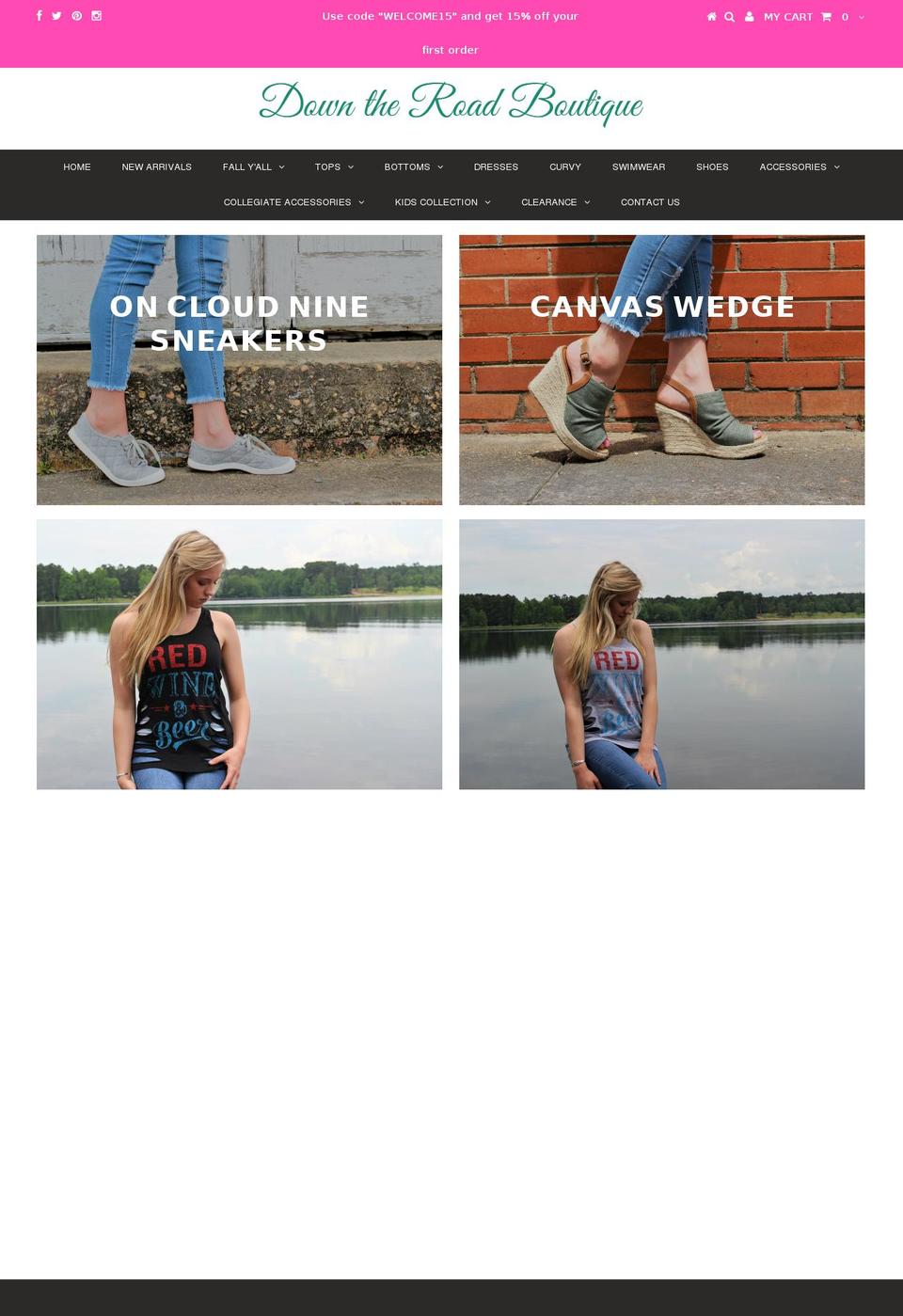 downtheroadboutique.com shopify website screenshot