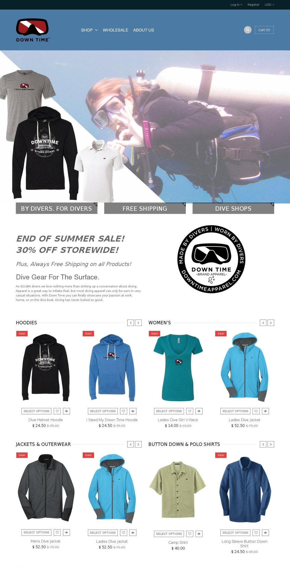 downtimeapparel.com — Shopify storefront screenshot