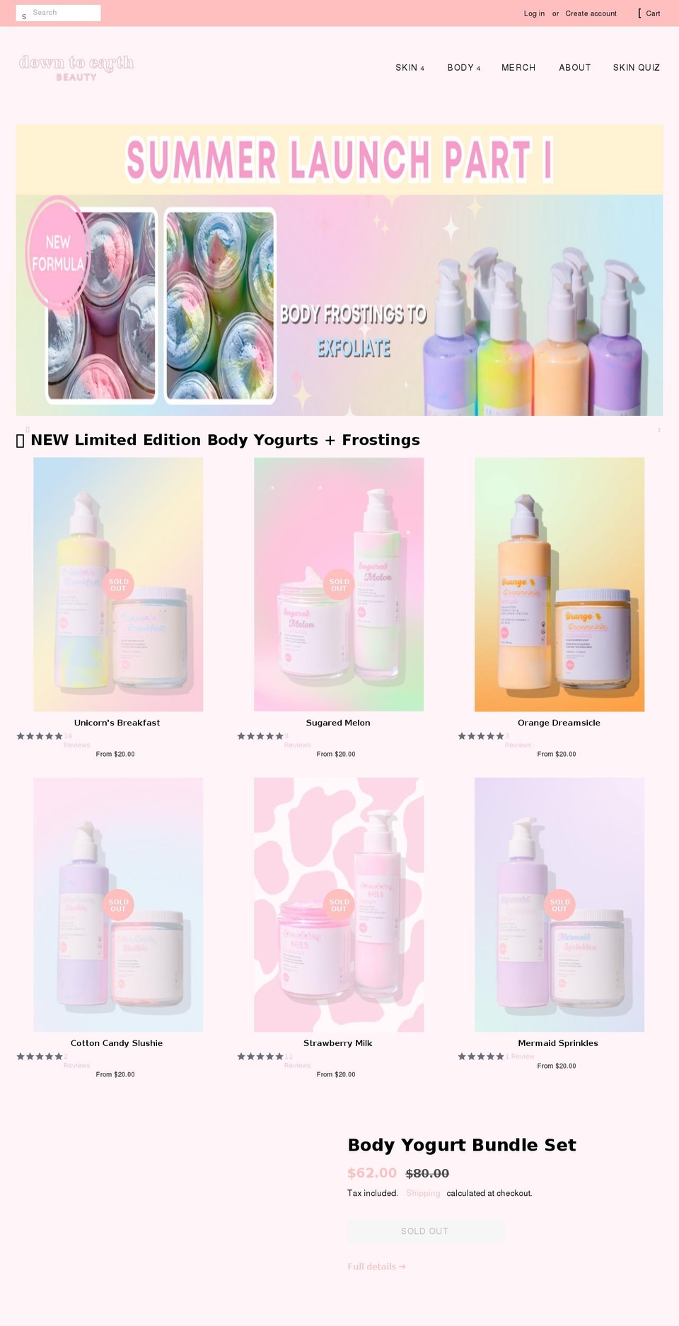 downtoearth-beauty.com shopify website screenshot