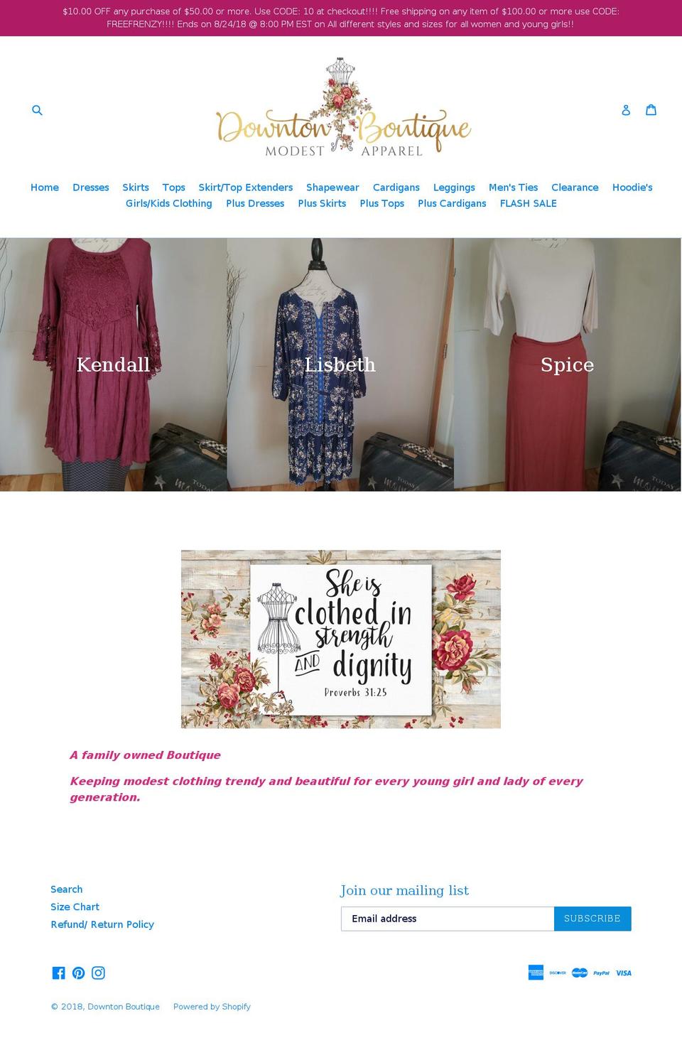 downtonboutiqueclothing.com — Shopify storefront screenshot