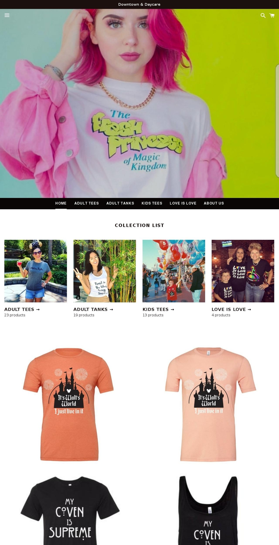 downtownanddaycare.com shopify website screenshot
