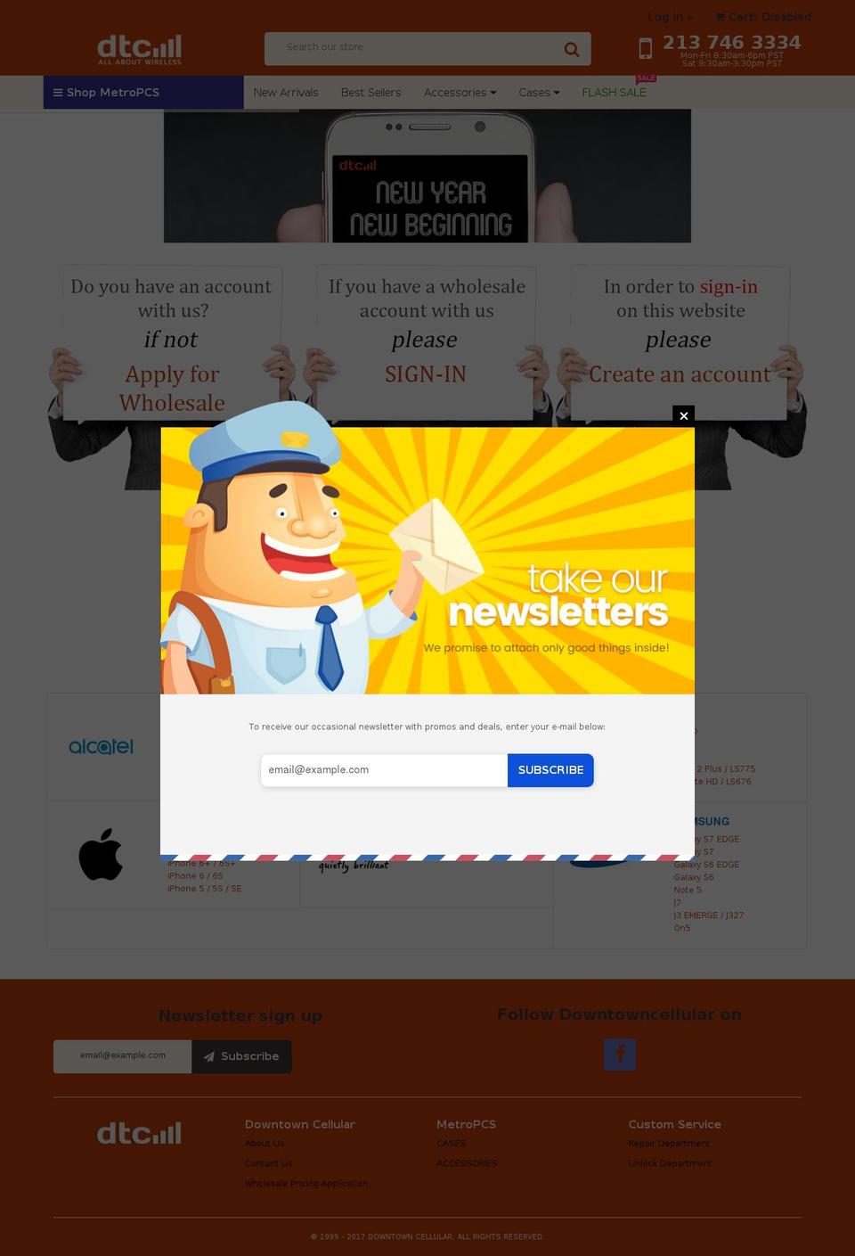 downtowncellular.com shopify website screenshot