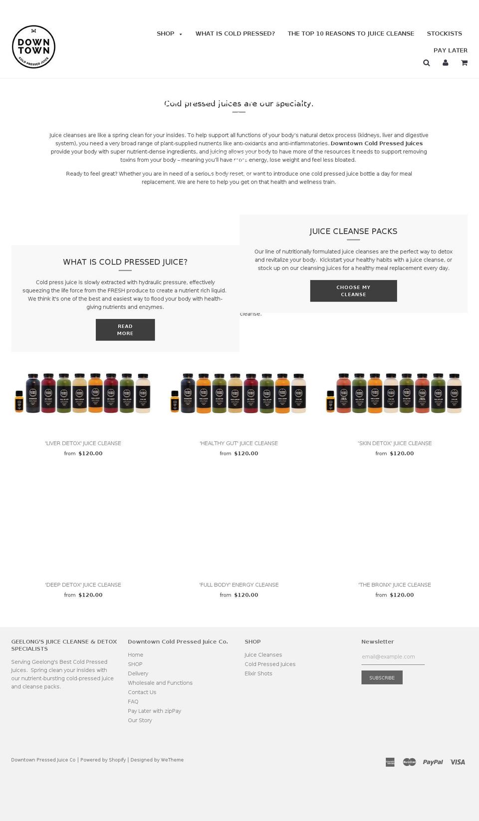 downtownjuice.com.au shopify website screenshot