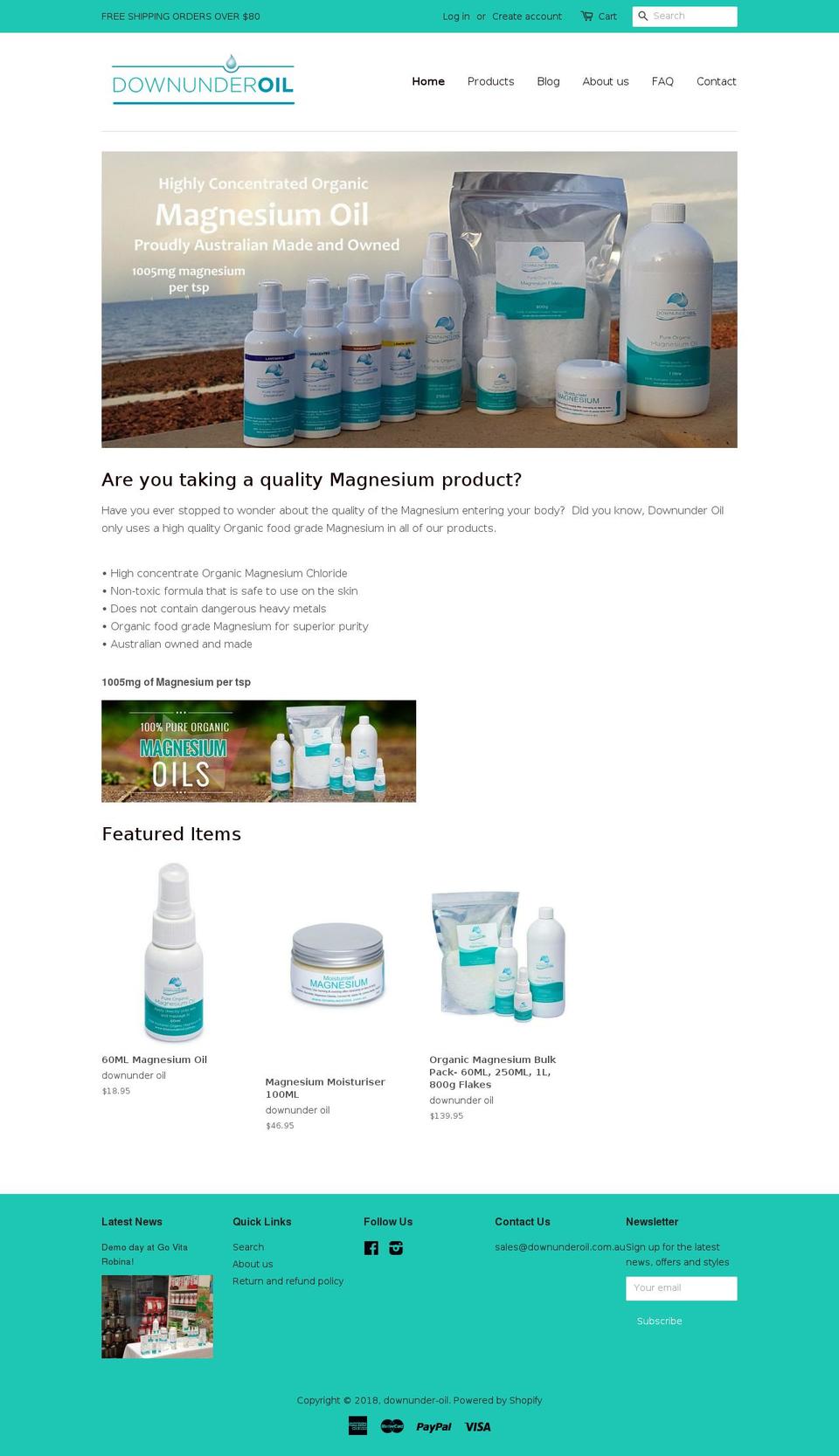 downunderoil.com shopify website screenshot