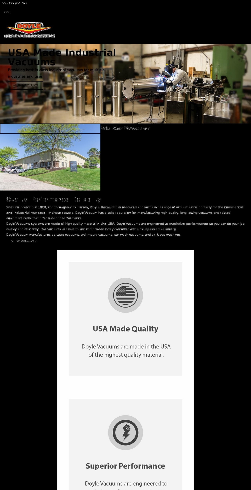 doylevacuum.com shopify website screenshot