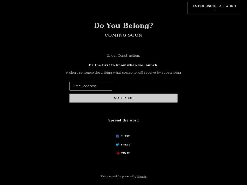 doyoubelong.shop shopify website screenshot