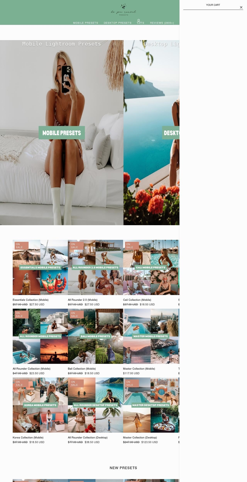 doyoutravelpresets.com — Shopify storefront screenshot