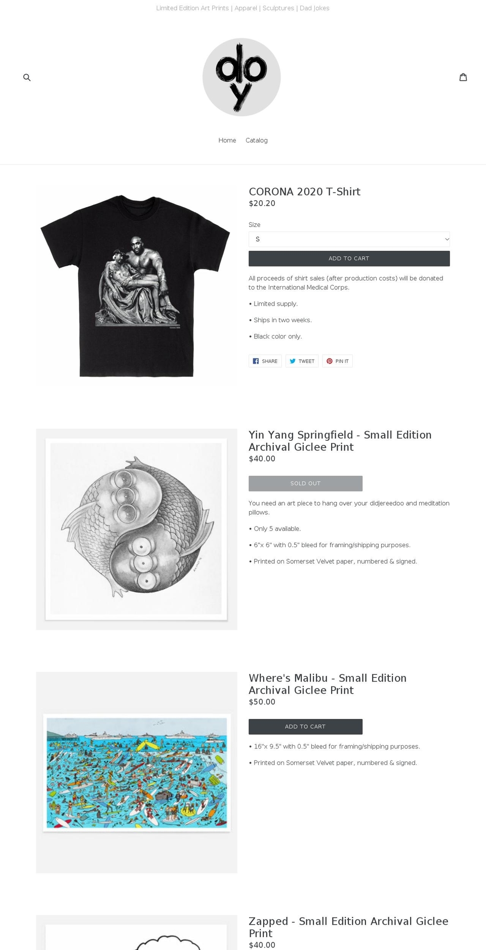 doyrivative.com — Shopify storefront screenshot