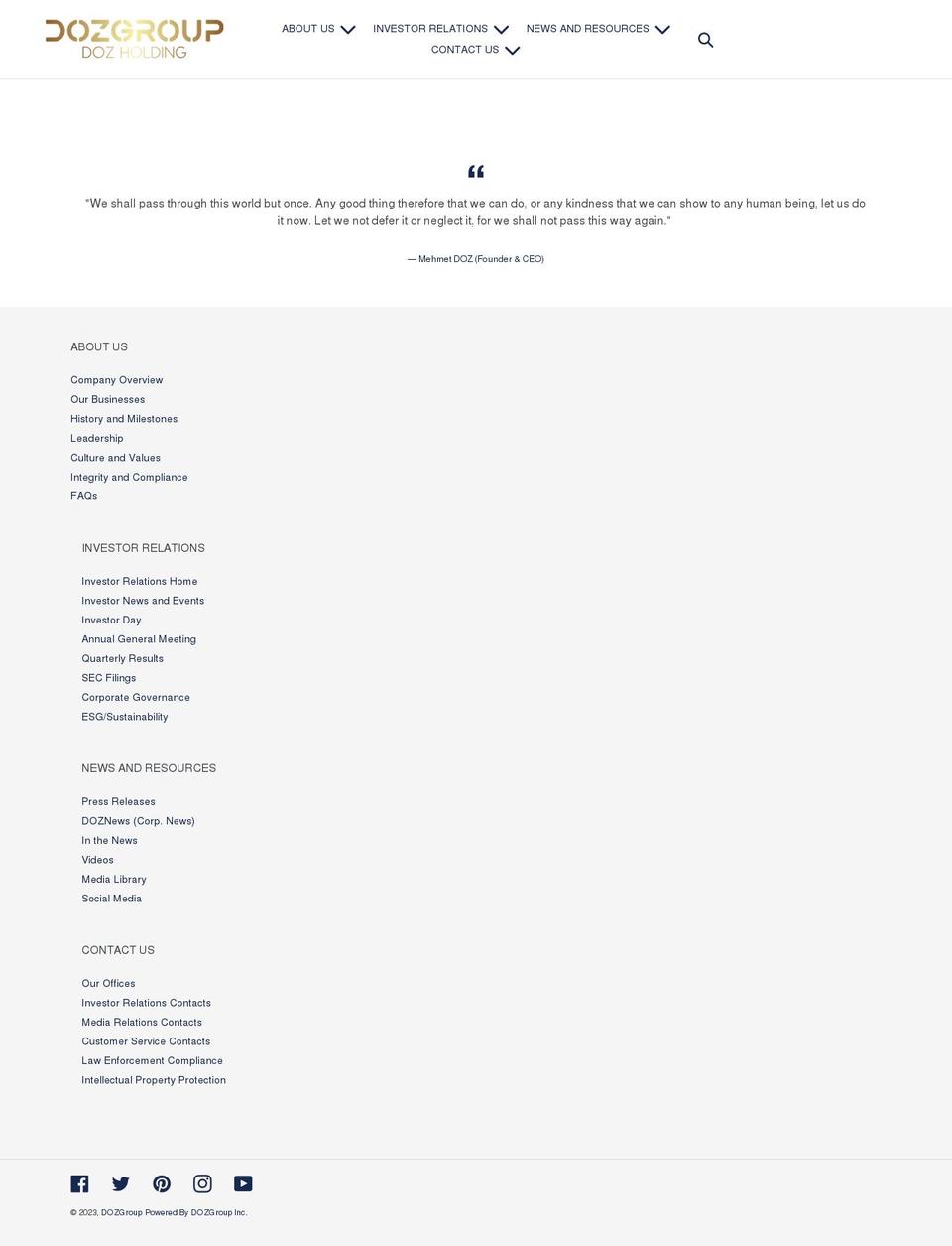 dozgroup.com shopify website screenshot