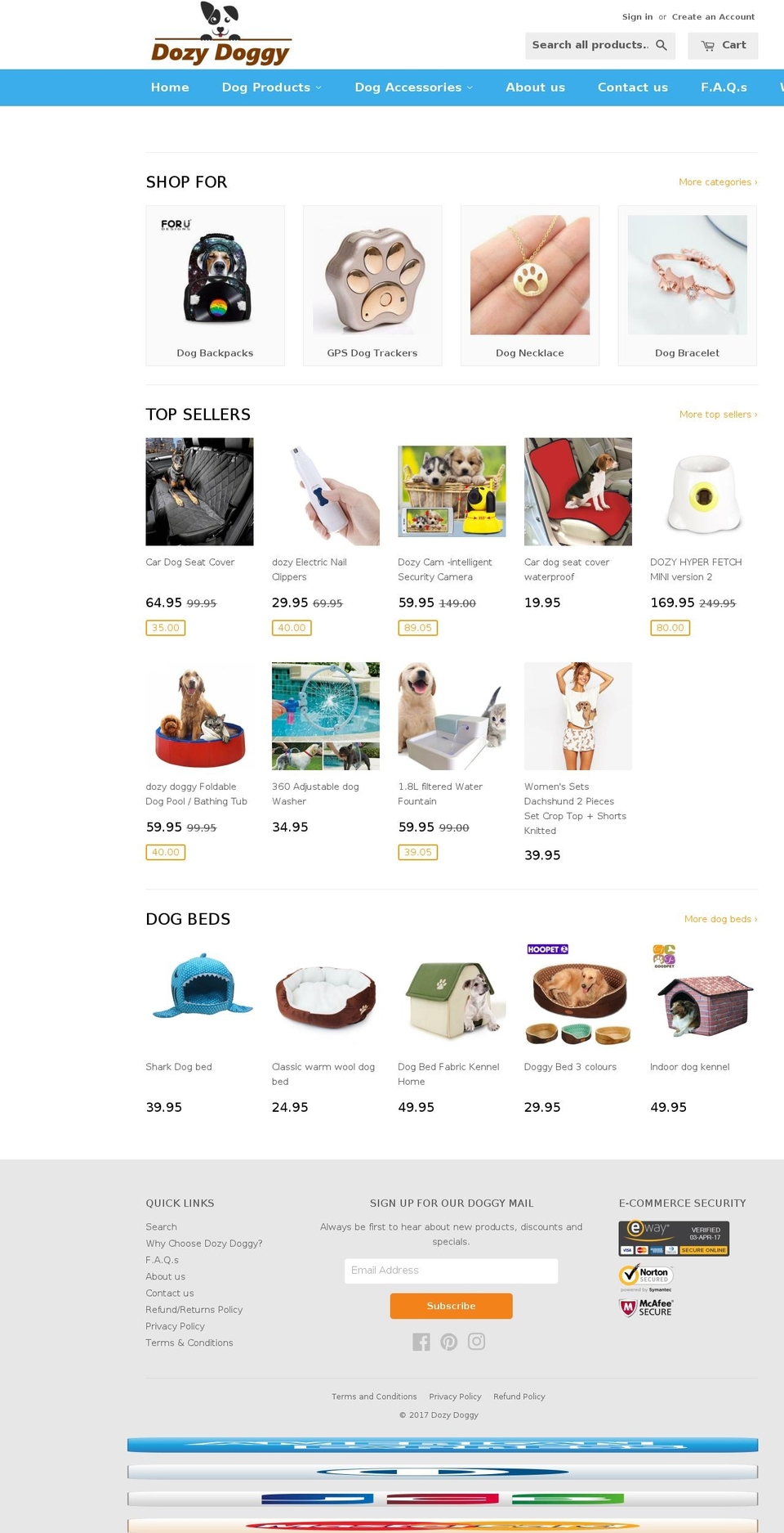 dozydoggy.com shopify website screenshot