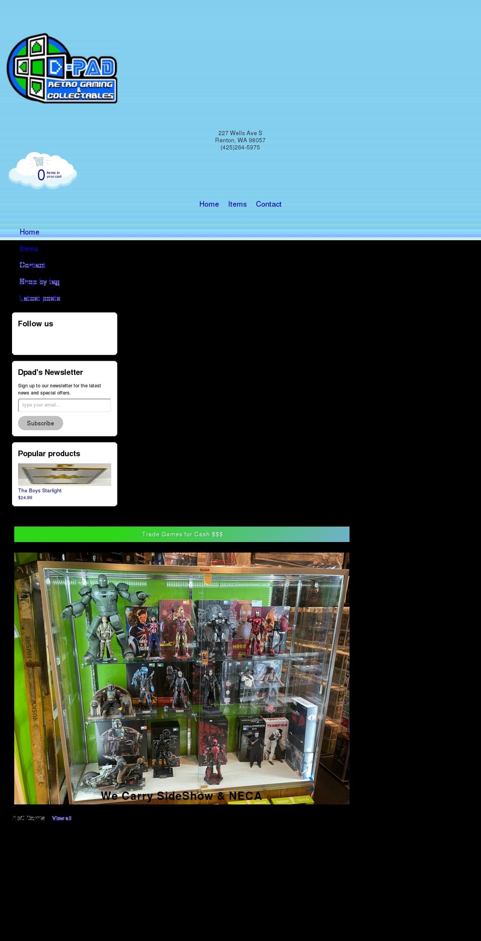 dpadretrogaming.com shopify website screenshot