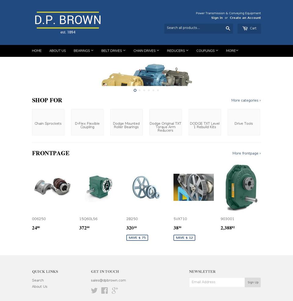 dpbrownstore.com shopify website screenshot