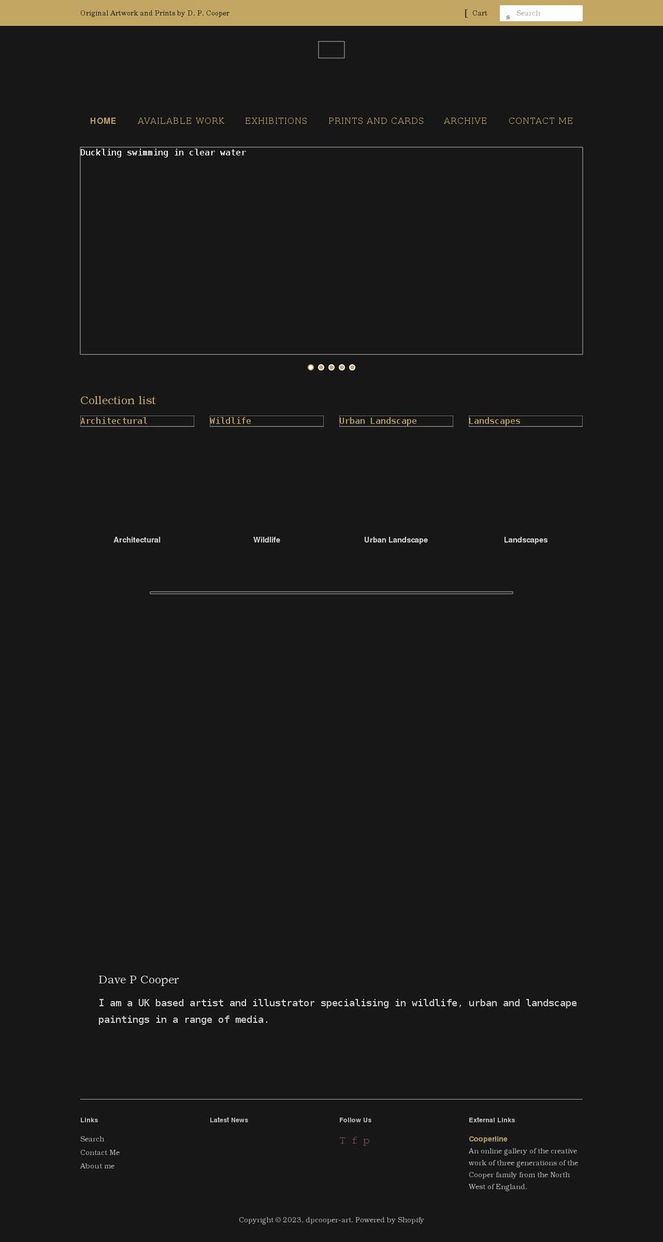 dpcooper-art.com shopify website screenshot
