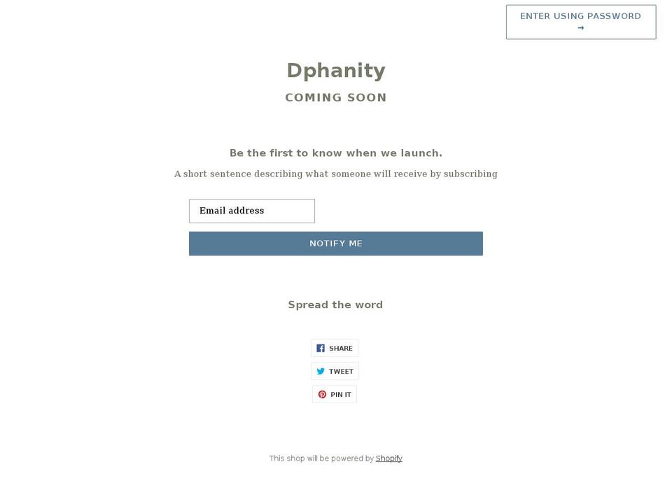 dphanity.com shopify website screenshot