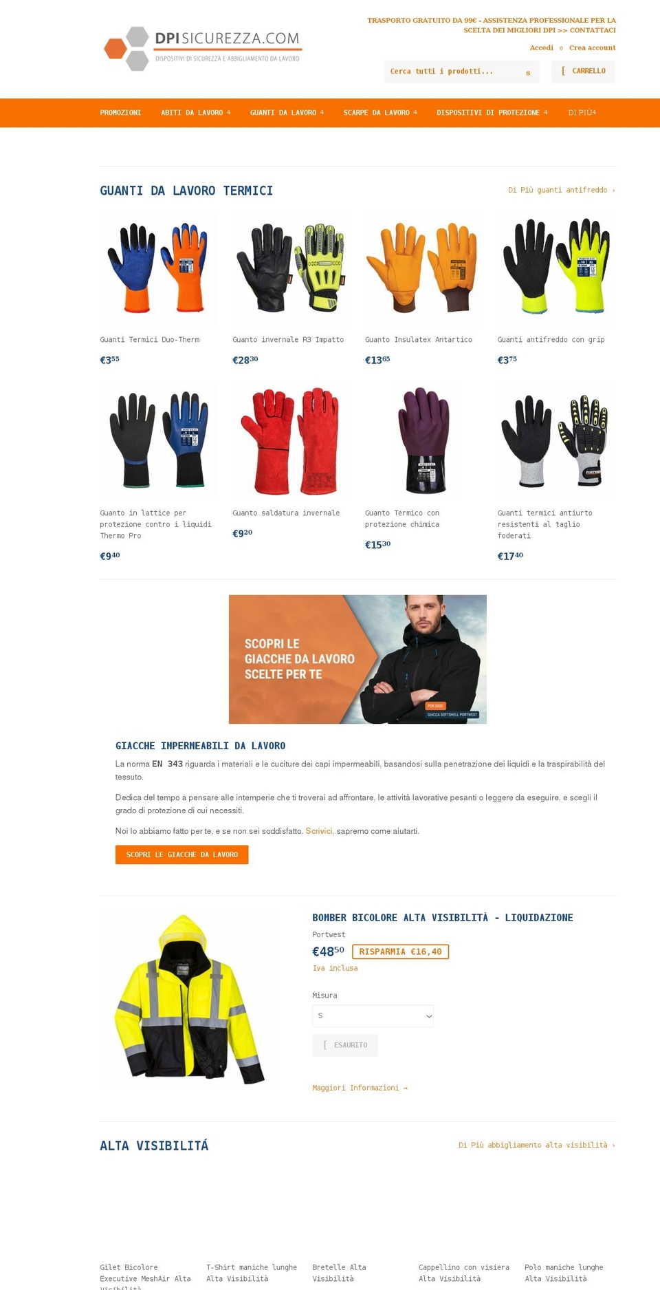 dpisicurezza.com shopify website screenshot